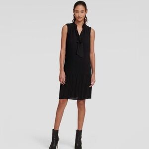 DKNY Black Pleated Midi Dress